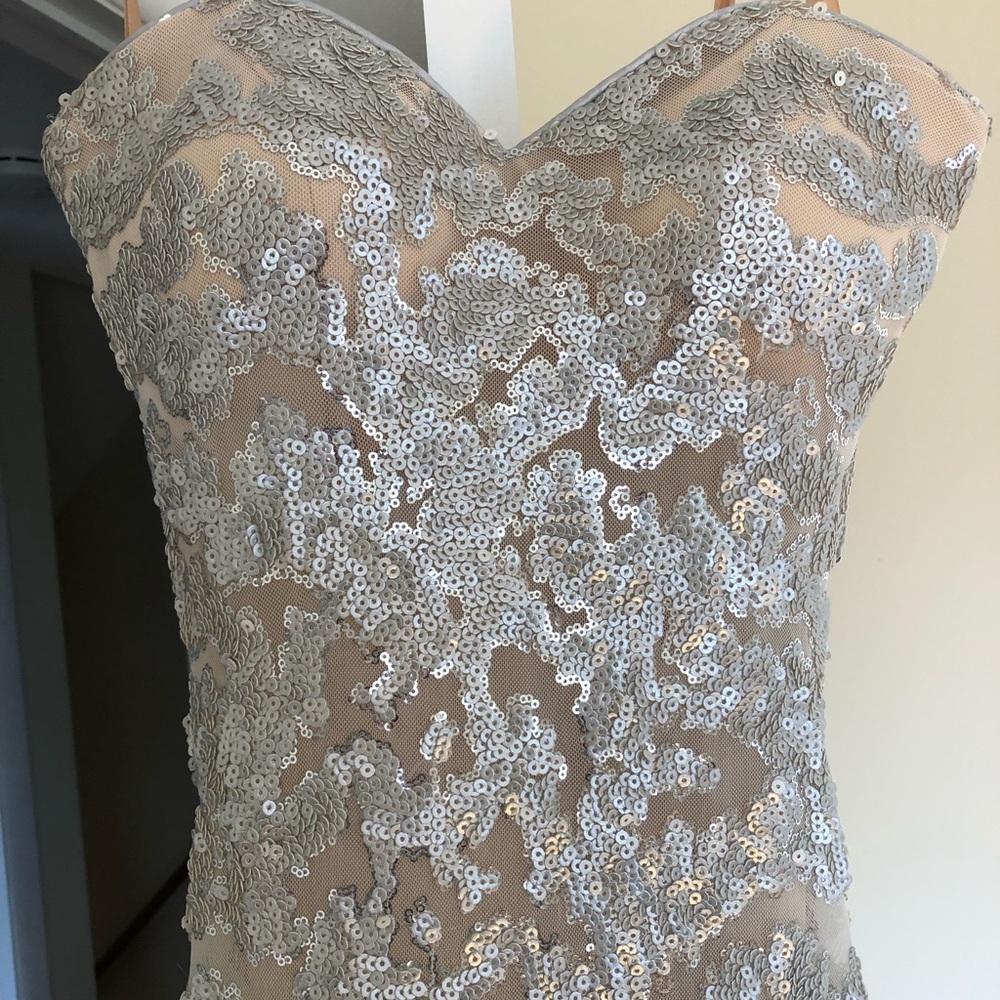 La Femme floor length formal, strapless gown